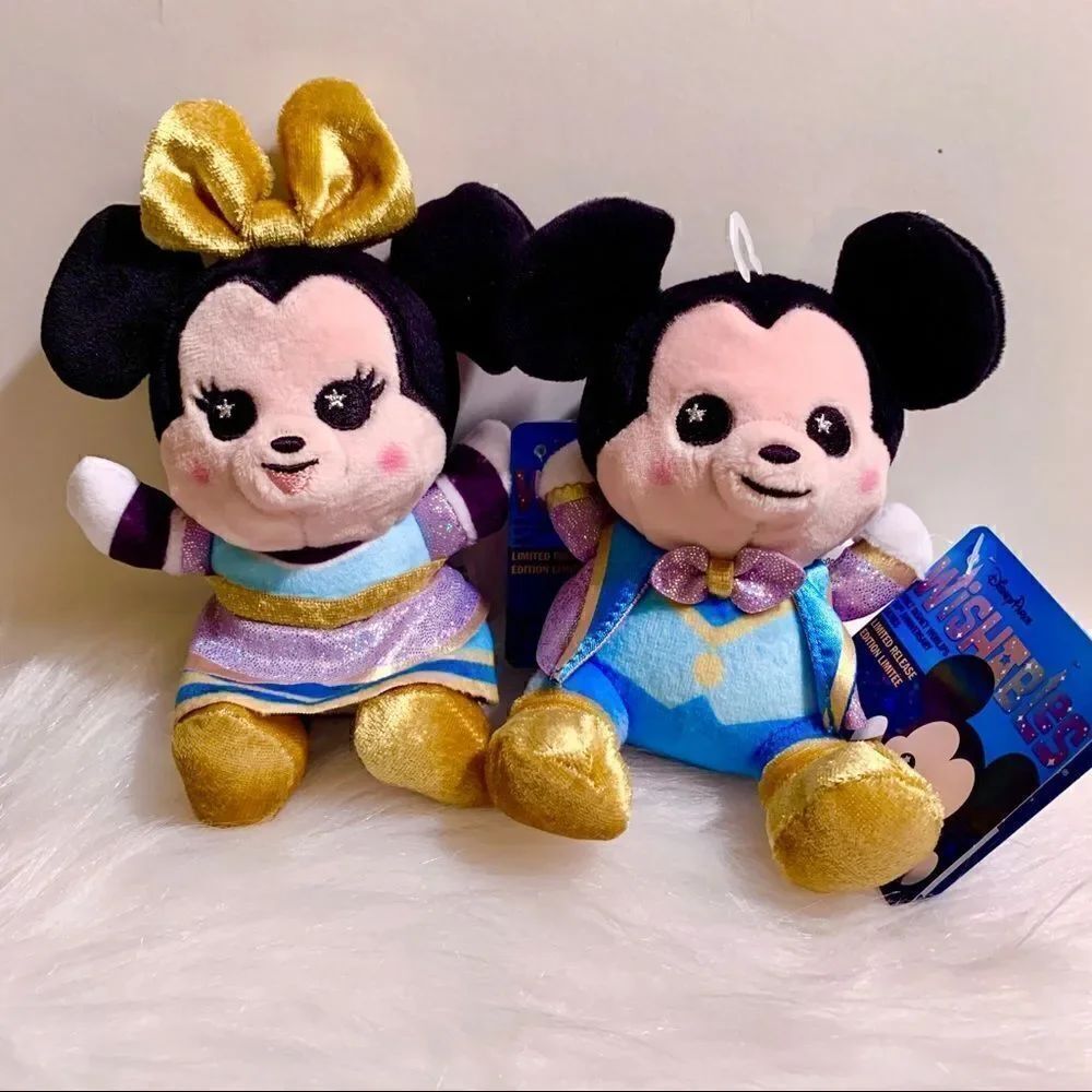 Mickey & Minnie Mouse Disney Parks Wishables Plushes WDW 50th Anniversary NEW